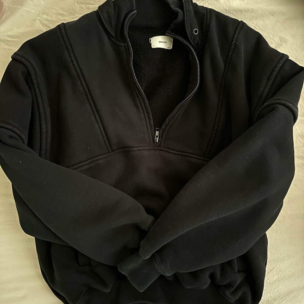Joah Brown Black Retro Half Zip - Picture 2 of 3
